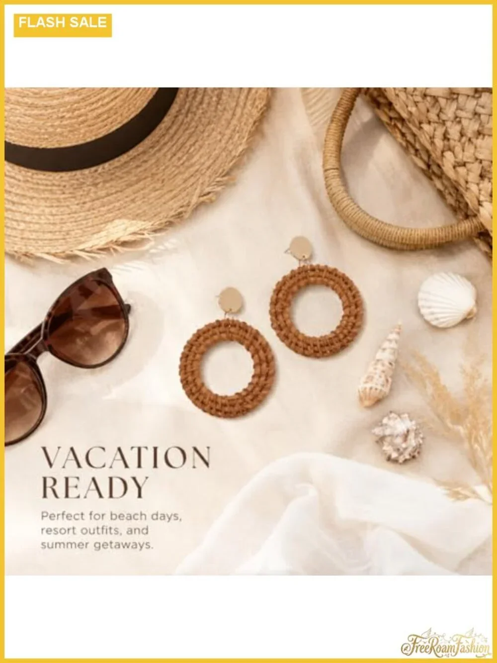 Handwoven Rattan Dangle Earrings Boho Beach Jewelry Women